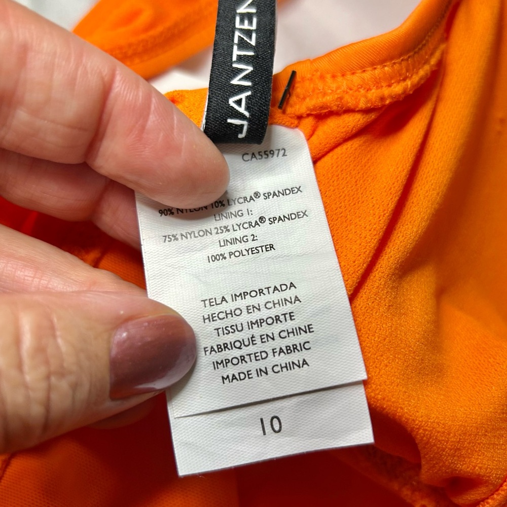 NWT Jantzen Orange V-Neck Ruch Mid Section Lightly Padded Cups One Piece Sz 10 - Picture 12 of 15